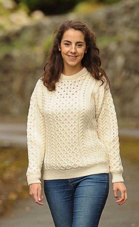 Ladies Classic Merino Wool Aran Sweater